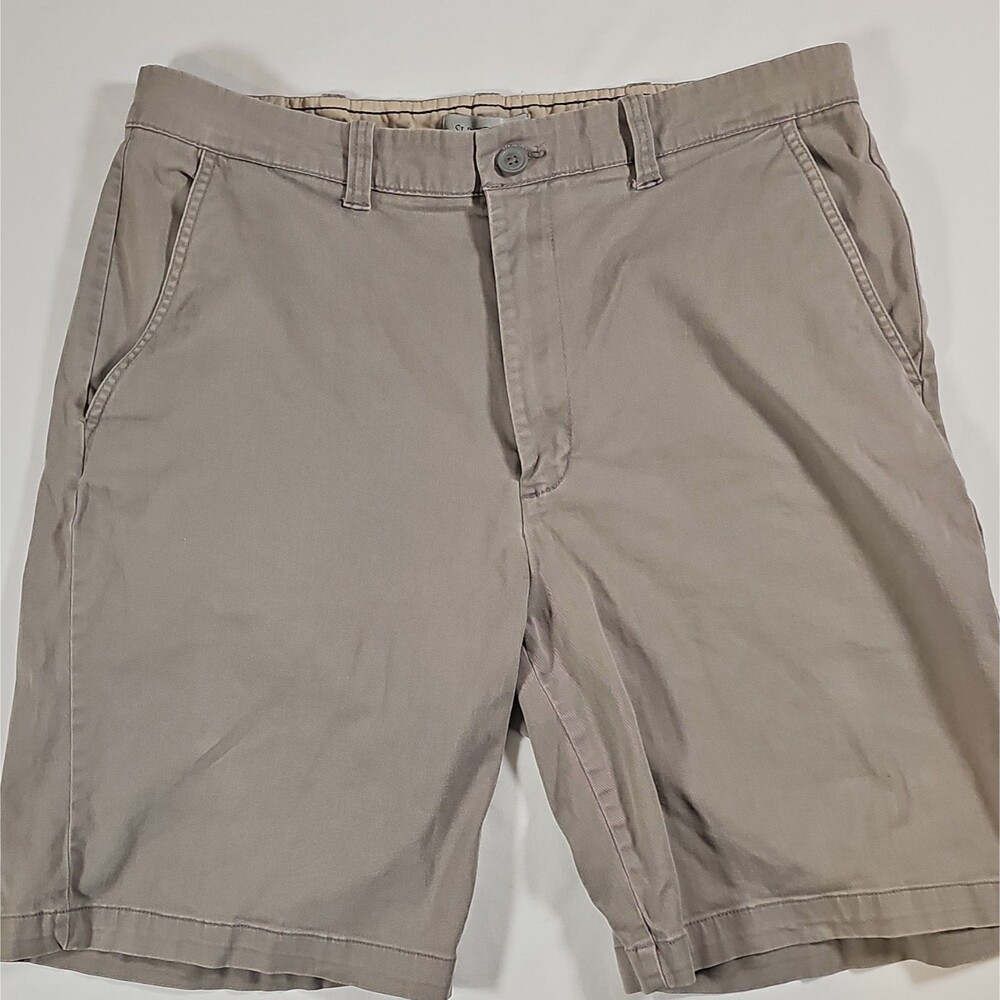 Sun River Clothing Co. Men's Beige Chino Shorts Cotton Button Zip